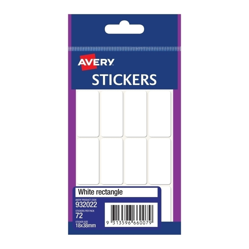 AV Wht Rect Sticker 18x38 Bx10