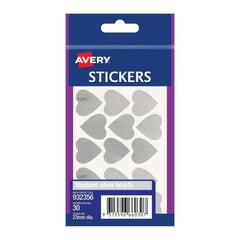 AV Med Heart Sticker Slvr Bx10