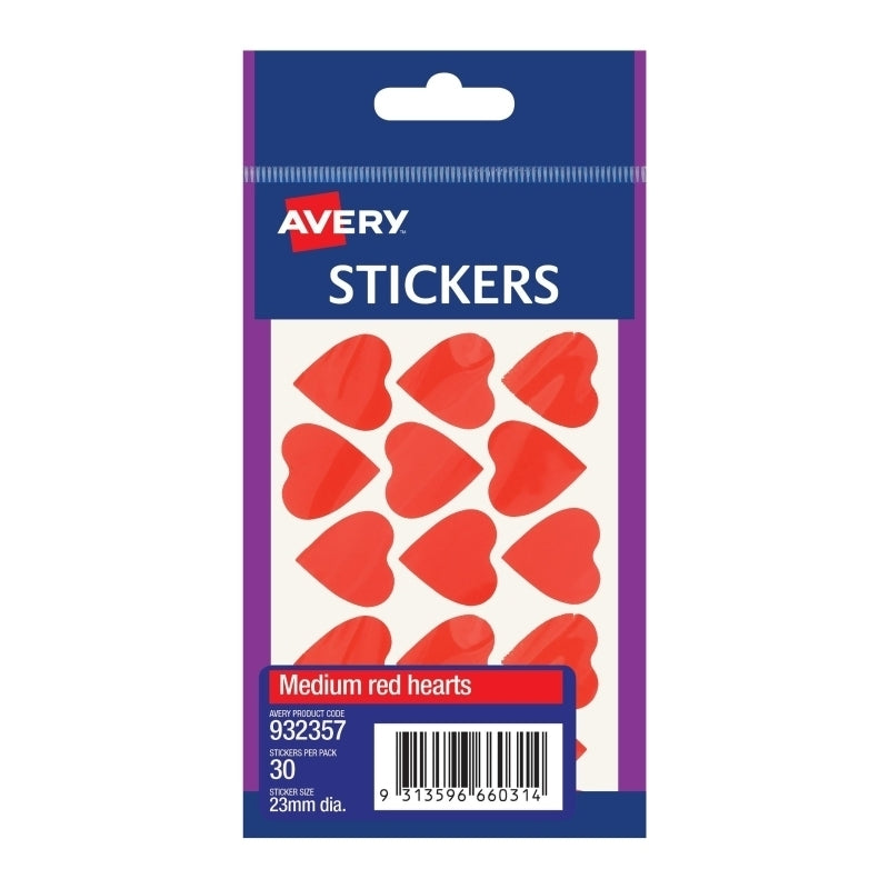 AV Med Heart Sticker Red Bx10