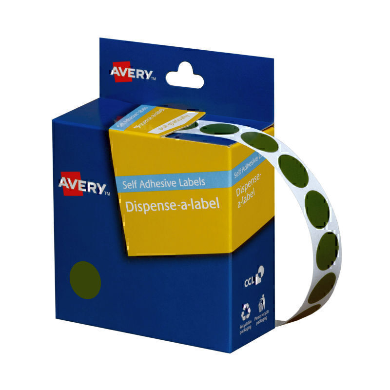 Avery Disp 14mm Green Roll1050